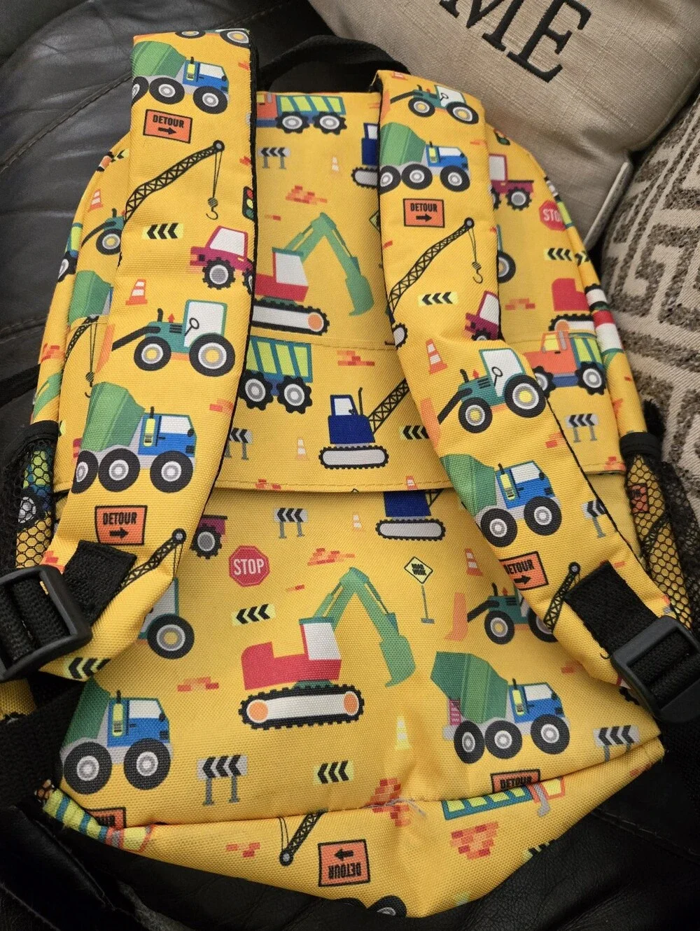 Travelers Yellow Kids Construction Trucks Backpack